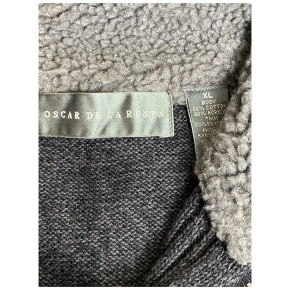 Oscar De La Renta Full Zip Cardigan Grandpa Sweater Gray Mens Sz XL - Picture 3 of 6
